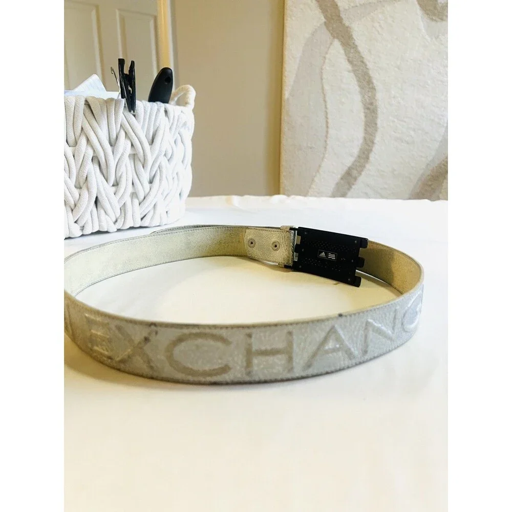 Armani Exchange Leather Logo Belt Sz 36 With Adidas Buckle Custom Y2K Gorpcore